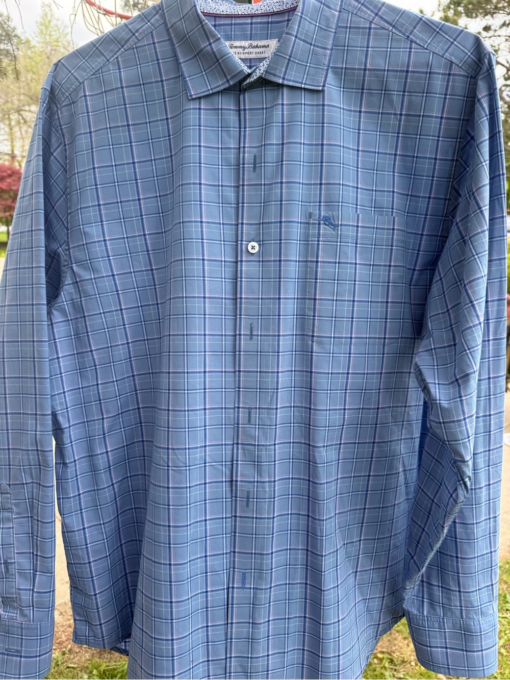 Tommy Bahama Light Blue Multi-Check Men's Long-Sleeve Button Shirt